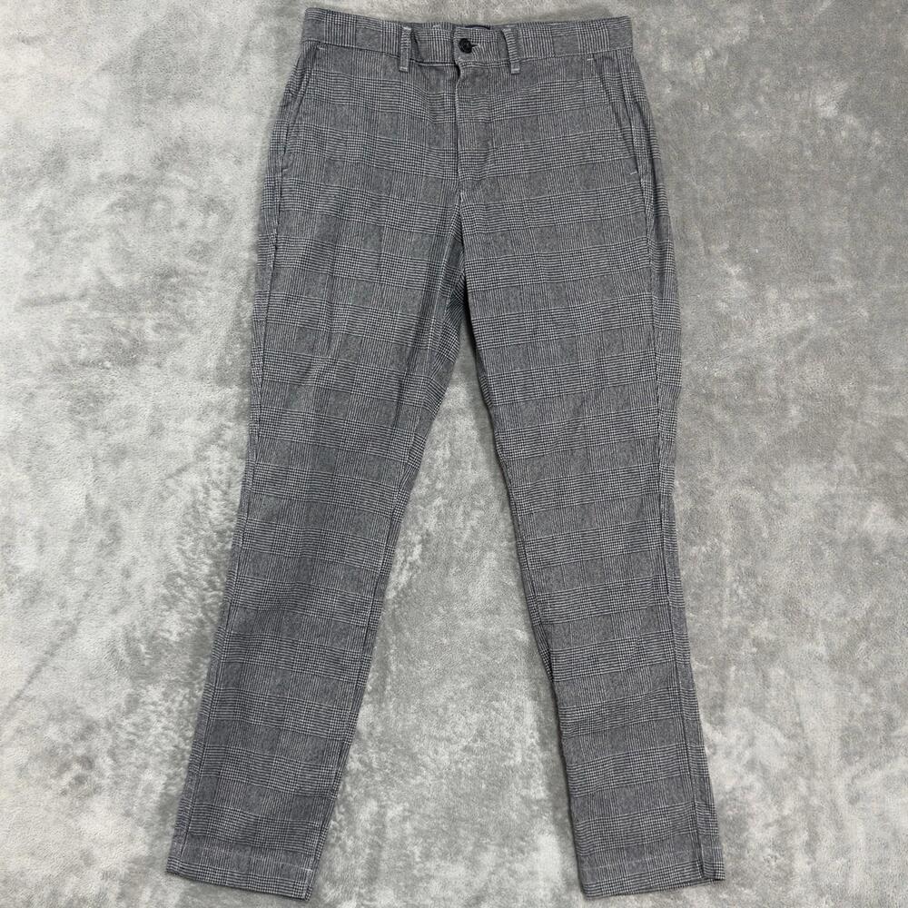 Gap Nova Fides Pants Mens 30x32 Gray Houndstooth Glen Dress Slim Taper Stretch